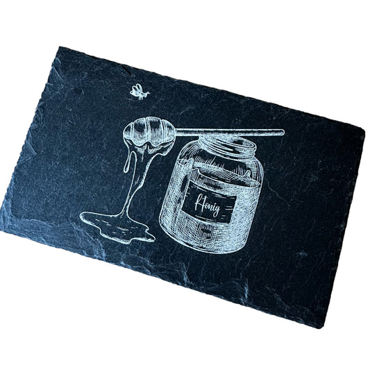 Kochlöffel- & Besteckablage aus Naturschiefer, "Honigglas"