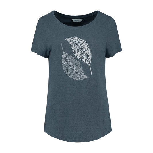 Blue Loop W Scribble Leaves T-Shirt, Indigo